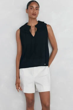 Pedro del Hierro Camiseta volantitos Negro Clearance