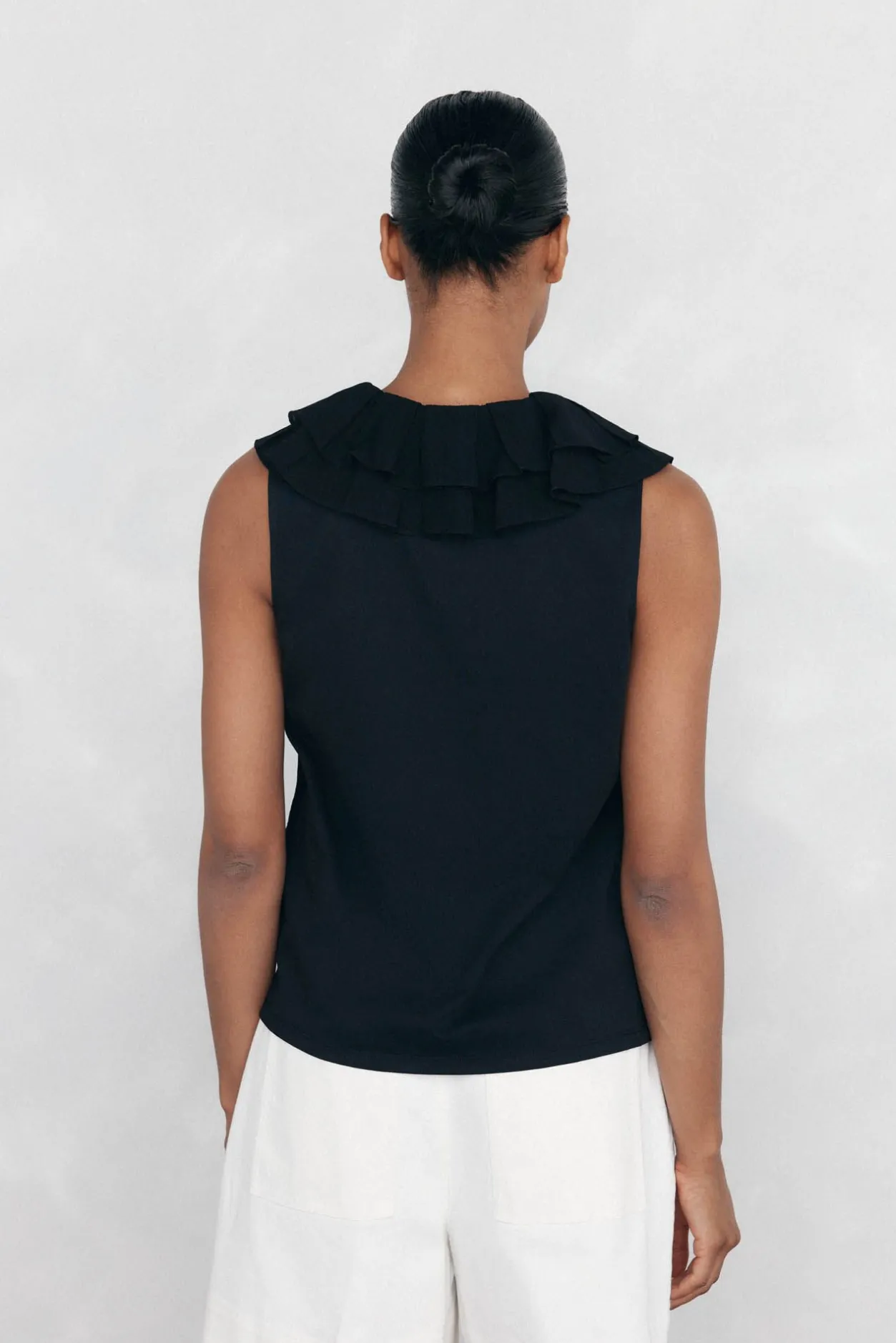 Pedro del Hierro Camiseta volantitos Negro Clearance