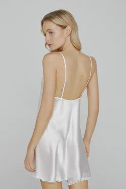 Ivette Bridal Camisón de mujer corto de satén en blanco marfil Online