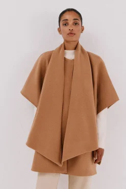 Cortefiel Capa camel con bufanda Beige Online