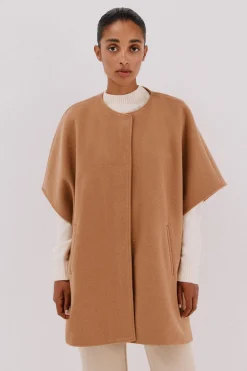 Cortefiel Capa camel con bufanda Beige Online