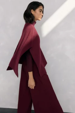 Pedro del Hierro Capa de lana de doble faz traspasada Burdeos Online