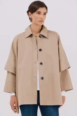 Cortefiel Capa en tejido gabardina Beige Online