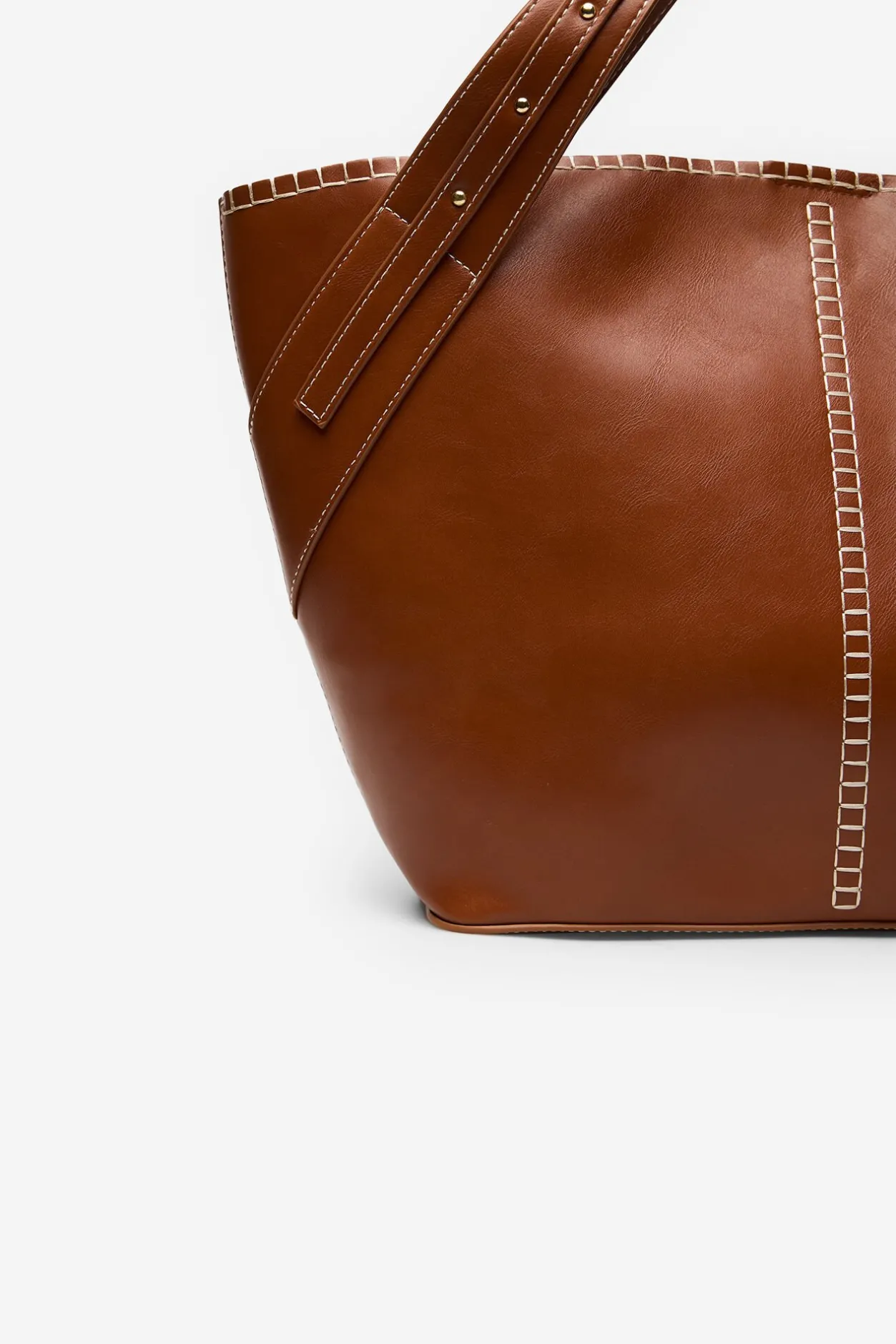 Cortefiel Capazo pespuntes Marrón Clearance