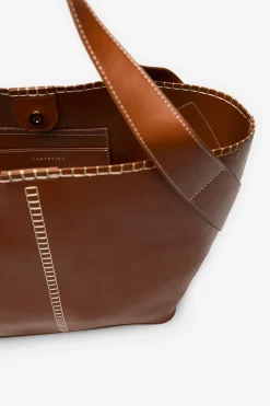 Cortefiel Capazo pespuntes Marrón Clearance