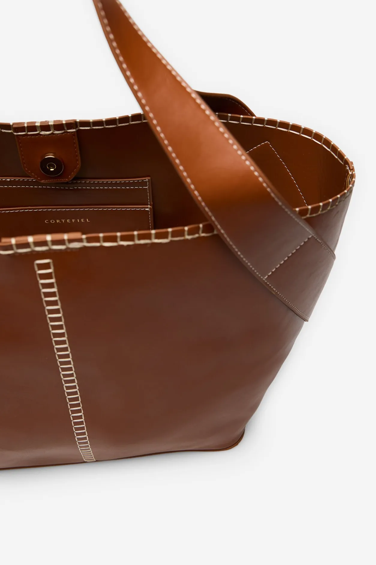 Cortefiel Capazo pespuntes Marrón Clearance