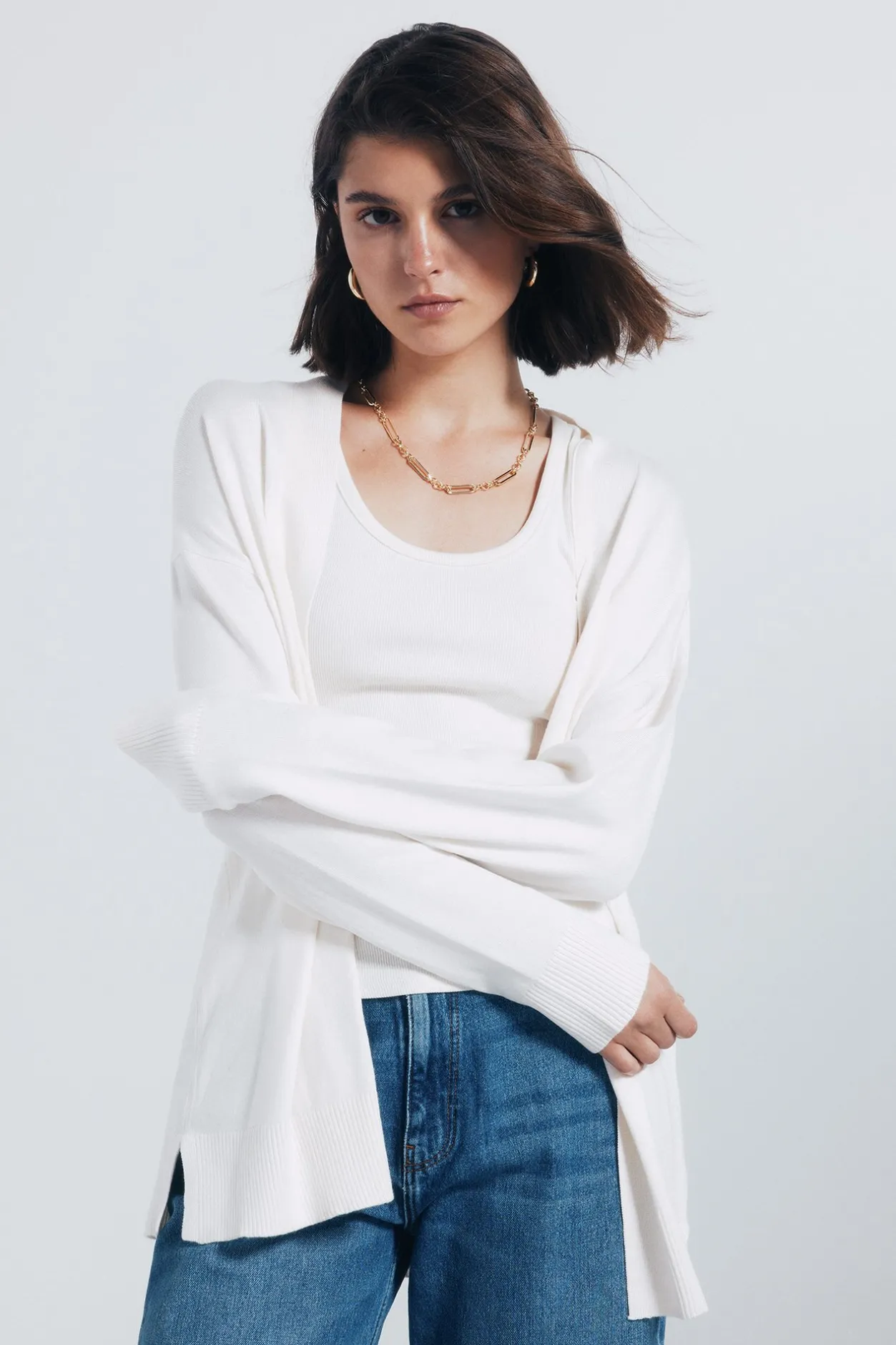 Springfield Cardigan abierto ligero nude Hot