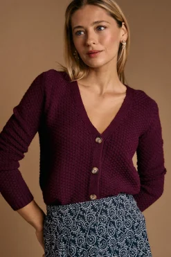Polín Et Moi Cardigan berenjena Gimone Vino Clearance
