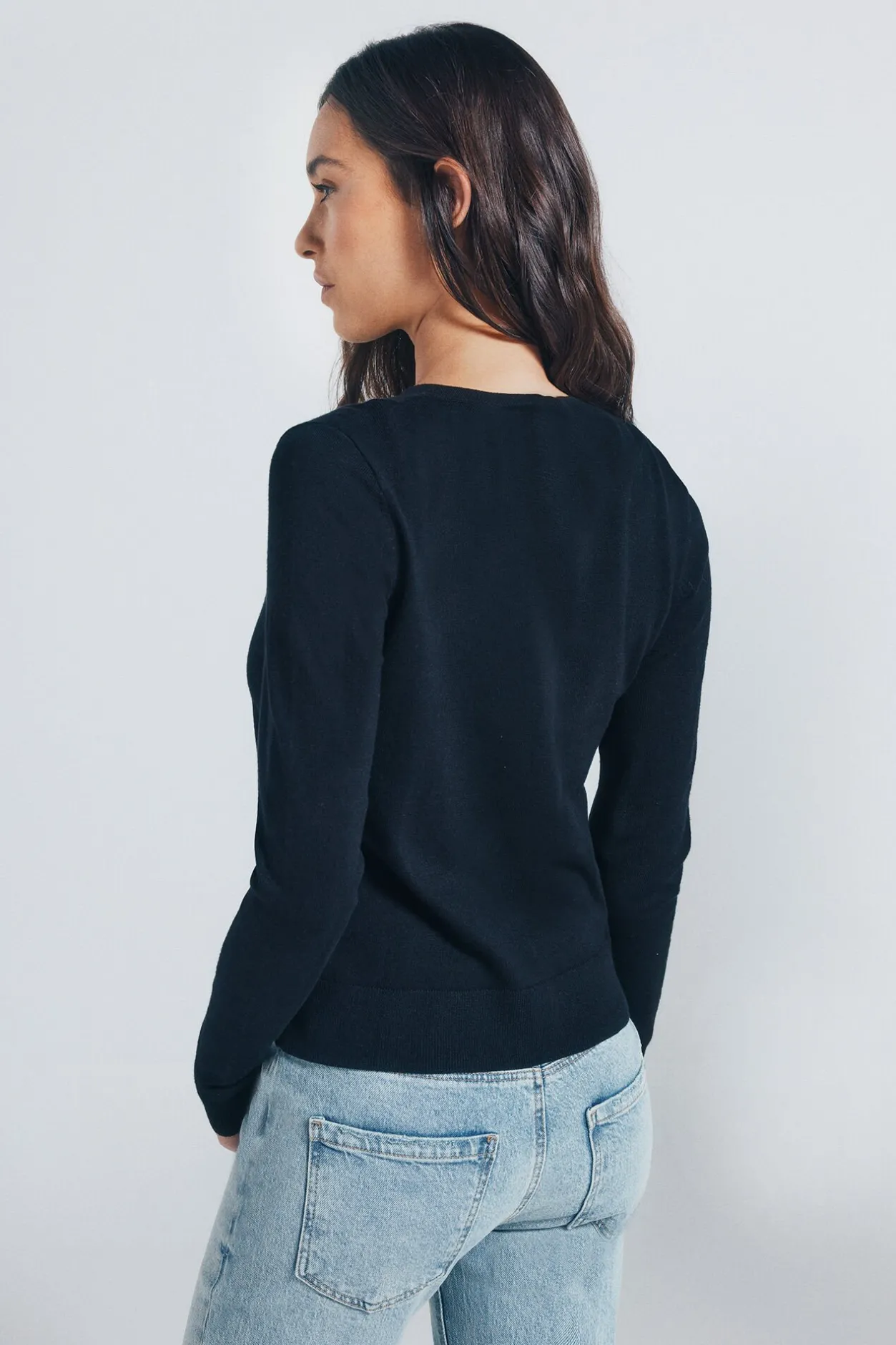 Springfield Cardigan botones cuello redondo viscosa negro Discount