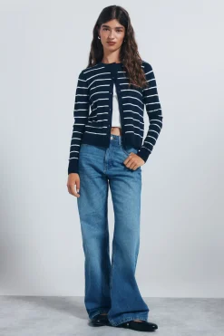 Springfield Cardigan botones cuello redondo viscosa azul Hot