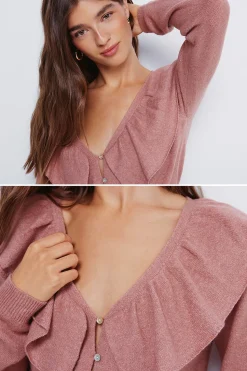 Springfield Cardigan escote volante naranja Hot