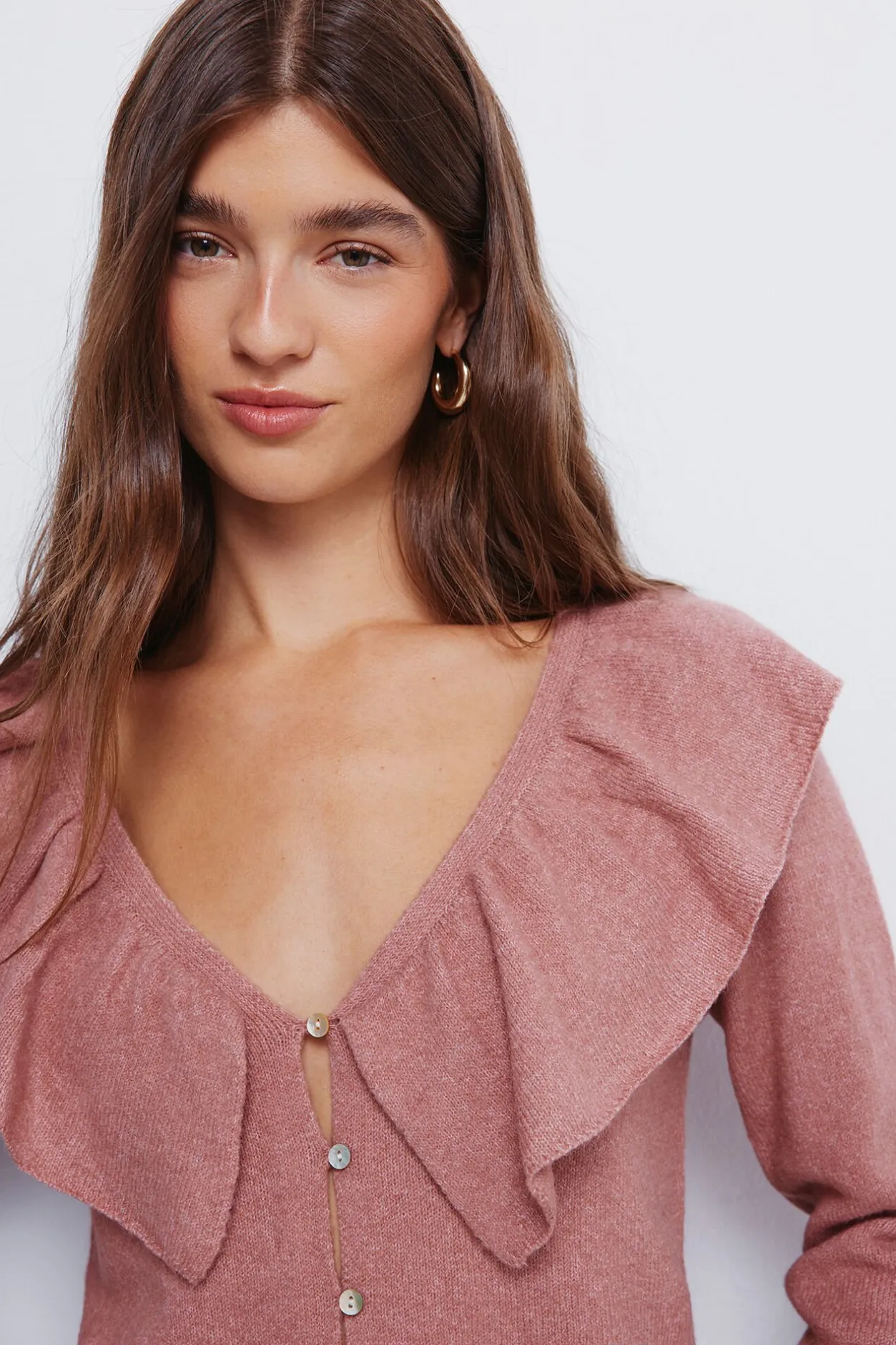 Springfield Cardigan escote volante naranja Hot