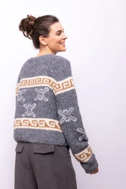 Object Cardigan lana estampado Gris Best