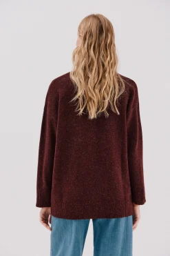 Cortefiel Cardigan largo bolsillos Vino Hot