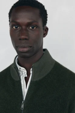 Pedro del Hierro Cardigan premium navideño algodón cierre cremallera Verde New