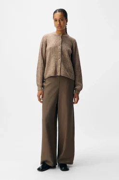 Object Cardigan punto calado Marr&oacute;n Sale