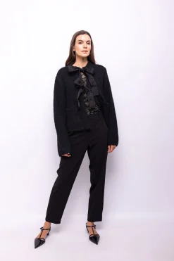 Object Cardigan punto con lazos Negro Online