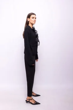 Object Cardigan punto con lazos Negro Online