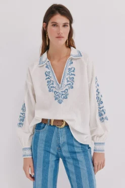 Hoss Intropia Carla. Blusa bordada Marfil Online