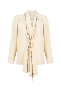 Hoss Intropia Carrie. Blusa con lazada Marfil Clearance