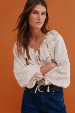 Hoss Intropia Cassandra. Blusa romántica Marfil Clearance