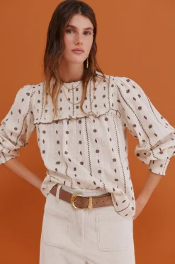 Hoss Intropia Catalina. Blusa con canesú Blanco Clearance