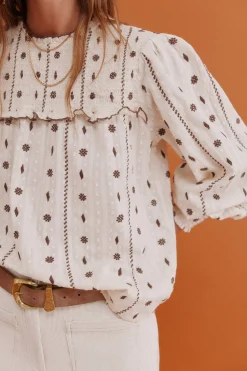 Hoss Intropia Catalina. Blusa con canesú Blanco Clearance