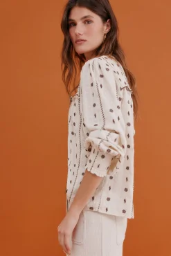 Hoss Intropia Catalina. Blusa con canesú Blanco Clearance