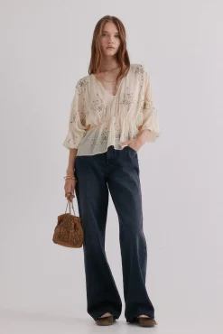 Hoss Intropia Catena. Blusa bordada Kaki Hot