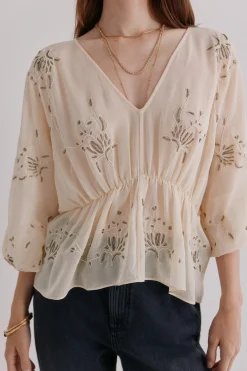 Hoss Intropia Catena. Blusa bordada Kaki Hot