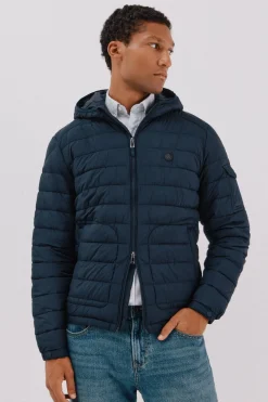 Cortefiel Cazadora acolchada ultralight con capucha Azul marino Outlet