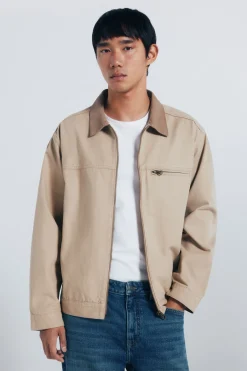 Springfield Cazadora algodón lavada contraste beige Discount