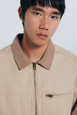 Springfield Cazadora algodón lavada contraste beige Discount