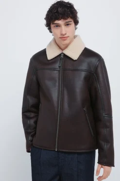 Springfield Cazadora aviador efecto ante doble faz marr&oacute;n Outlet