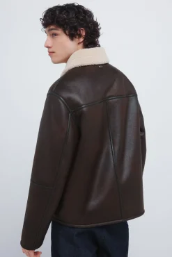 Springfield Cazadora aviador efecto ante doble faz marr&oacute;n Outlet