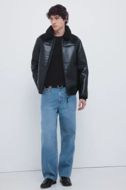 Springfield Cazadora aviador efecto piel doble faz negro