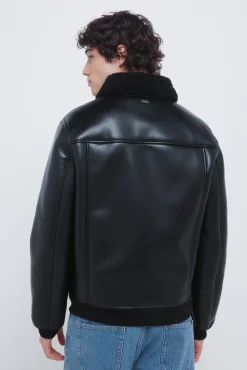 Springfield Cazadora aviador efecto piel doble faz negro