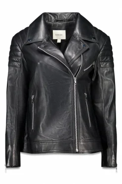 Slowlove Cazadora biker de napa con acolchado en hombros Negro Best