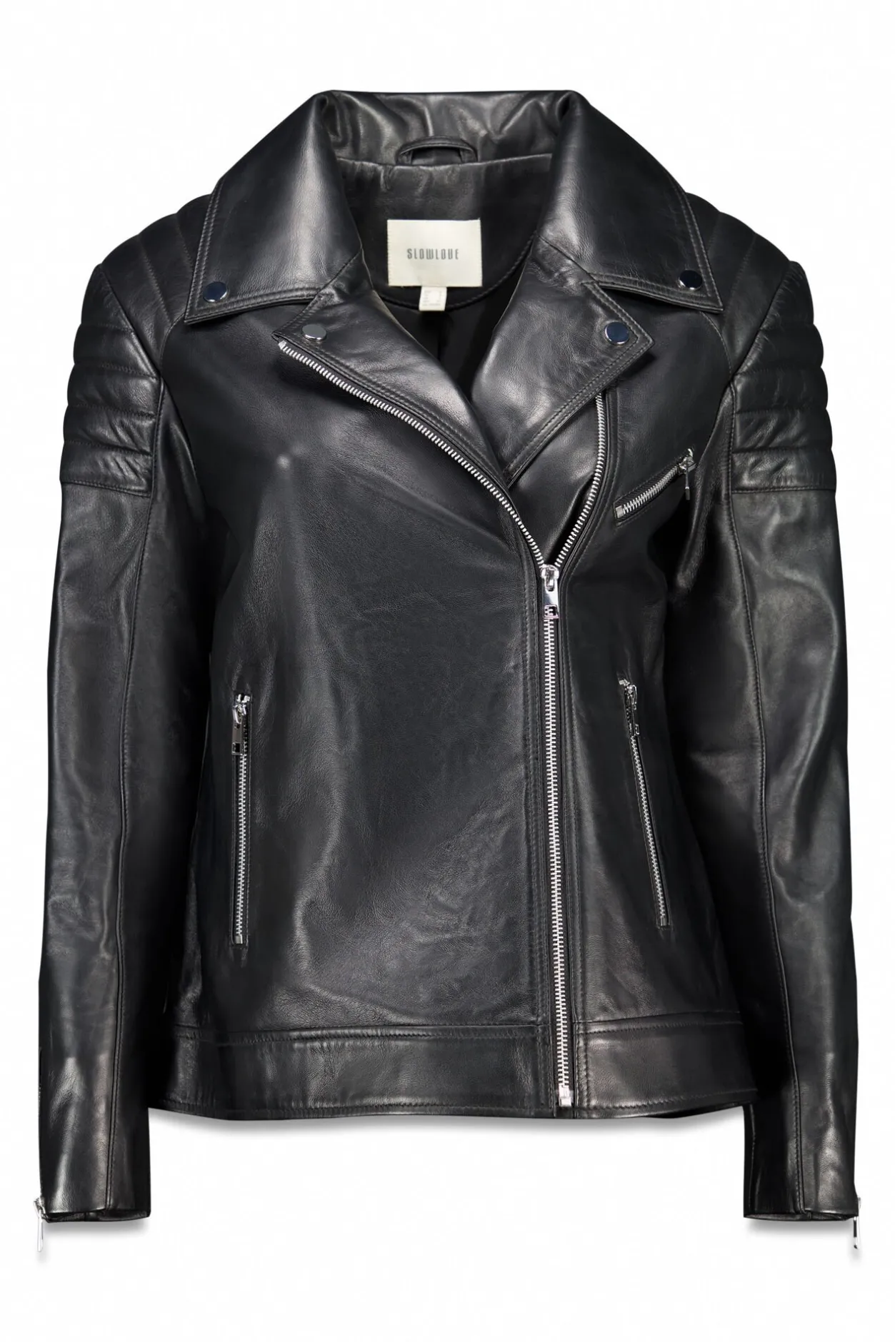 Slowlove Cazadora biker de napa con acolchado en hombros Negro Best
