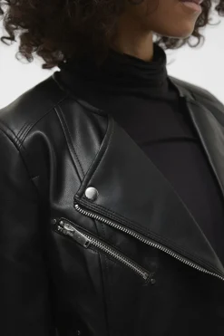 Vero Moda Cazadora biker de polipiel de mujer Negro New