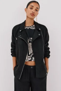 Cortefiel Cazadora biker efecto ante Negro Clearance