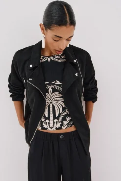 Cortefiel Cazadora biker efecto ante Negro Clearance