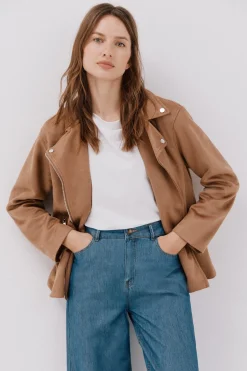 Cortefiel Cazadora biker efecto ante Beige Clearance