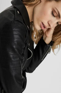 Vero Moda Cazadora biker efecto piel Negro Online