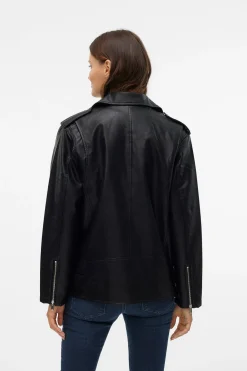 Vero Moda Cazadora biker efecto piel Negro Online