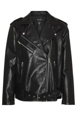 Vero Moda Cazadora biker efecto piel Negro Online