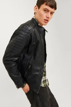 Jack & Jones Cazadora biker piel negro Online