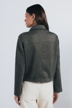 Springfield Cazadora bolsillos antelina verde Clearance