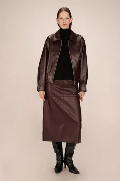 Grace & Mila Cazadora bomber en cuero Granate Best