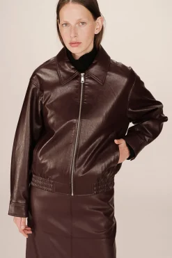 Grace & Mila Cazadora bomber en cuero Granate Best